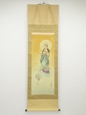 吉堂筆　慈母観音　肉筆絹本掛軸（共箱）